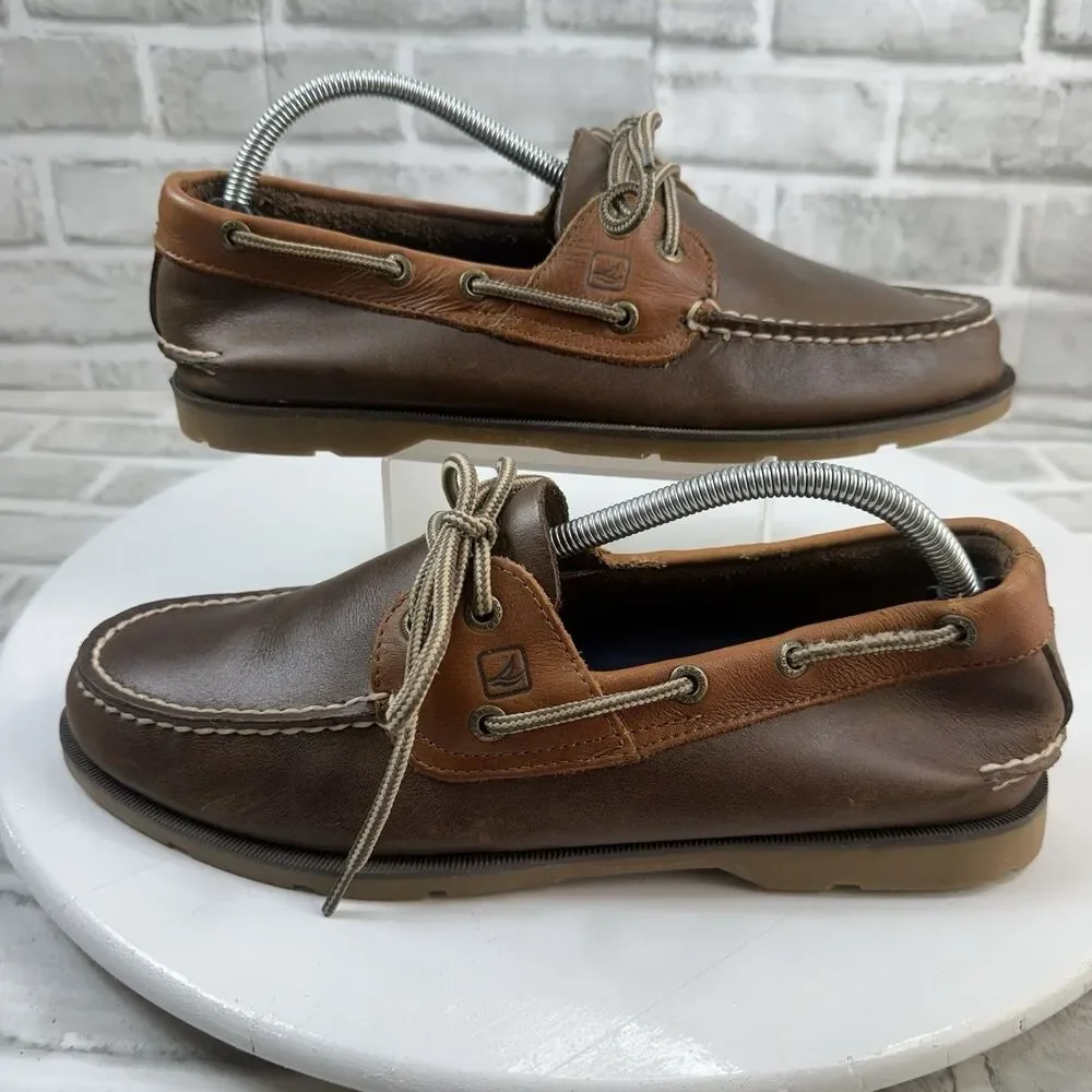 Sperry Top Sider Men's Size 10 Leeward 2-Eye Two Tone Leather Loafer Boat Shoes